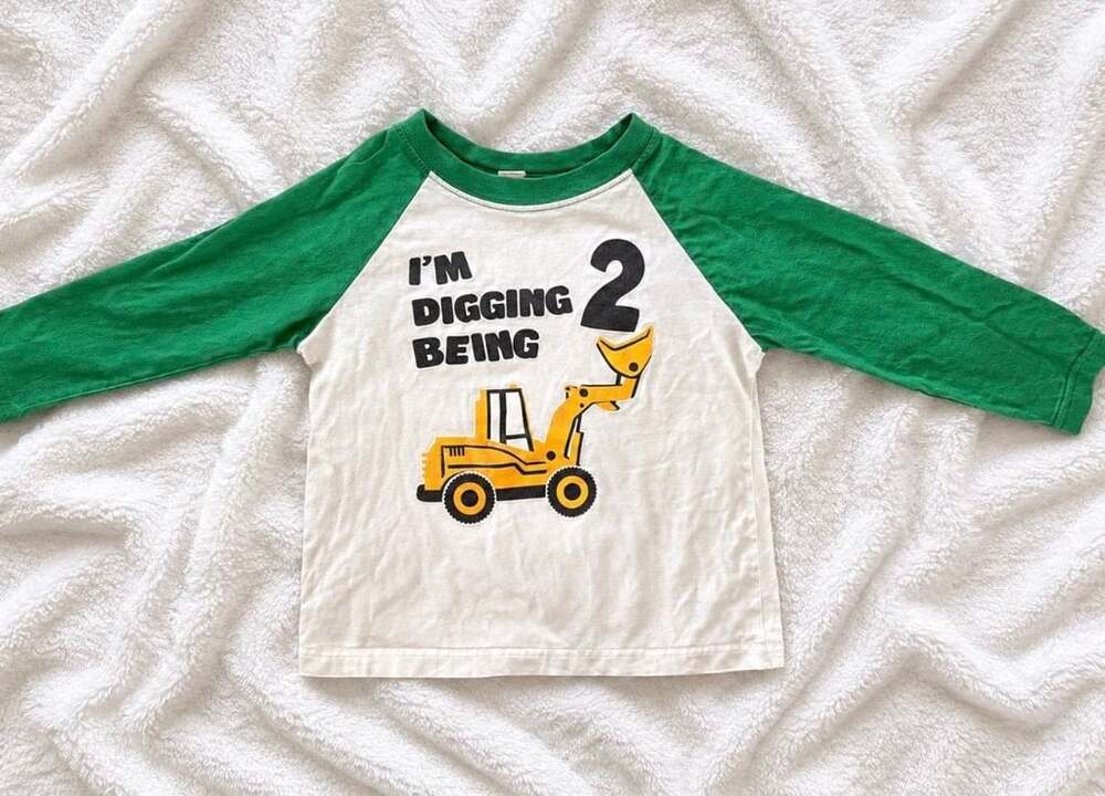Construction Bulldozer I'm Digging Being 2 3/4 Sleeve Baseball Top